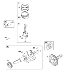Crankshaft Group Diagram and Parts List for 356447-0036-B5 200000 - 399999 Briggs and Stratton Engine